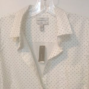 J Crew button down white w tiny black dots